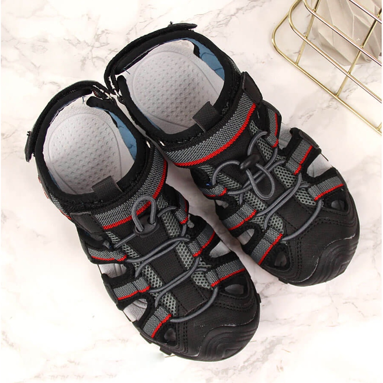 Dječačke sandale s čičak crnim American Club crno 1