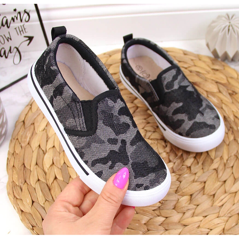 Tenisice slip na papuče za vrtić, camo crne Atletico crna 1