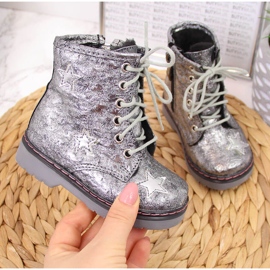 Tople metalik srebrne čizme za djevojčice Kornecki 6216 srebro 1