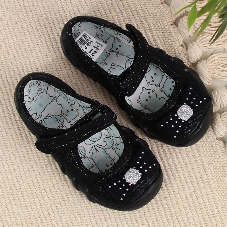 Crne Befado ženske balerinke papuče na čičak crno 2