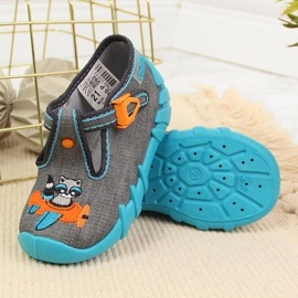 Dječačke papuče za vrtić, sive i plave Befado plava siva 2