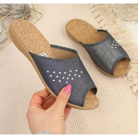 Ženske kućne papuče, otvoreni prst, sivi Befado siva 1