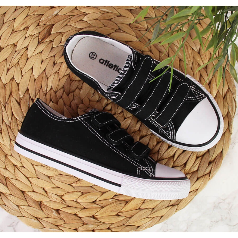 Crne Atletico dječje niske tenisice s čičak trakama crna 2