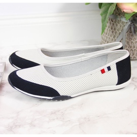 Ženske ažurne bijele i tamnoplave Filippo balerinke bijela 1