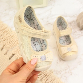 Djevojke balerinke bež čičak papuče s Befado mašnom 1