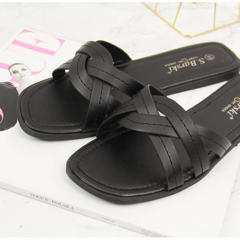 S.Barski Ženske ravne crne papuče S. Barski crno 2