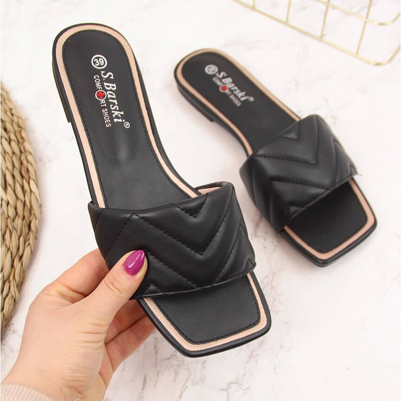 S.Barski Crne prošivene ženske papuče S. Barski crna 2