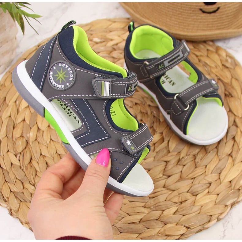 American Club sive čičak sandale za dječake siva 1