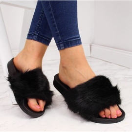 Crne Jezzi ženske papuče sa krznom crno 1