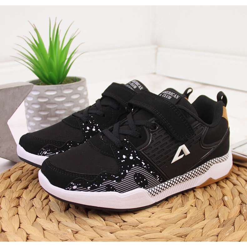 Black American Club dječje sportske cipele na čičak crno 2