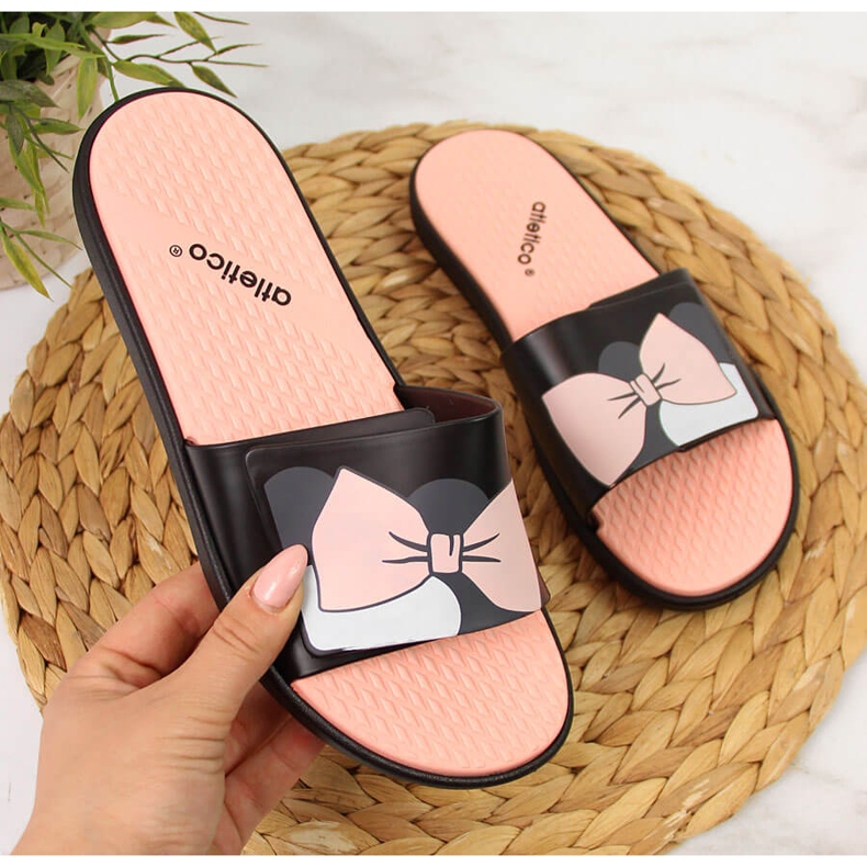 Crne Atletico ženske crne čičak papuče za plažu crno 2