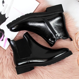 Crni Sergio Leone izolirane crne lakirane Chelsea čizme crno 2