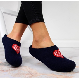 Ženske domaće tamnoplave papuče od filca Panto Fino mornarsko plava 1