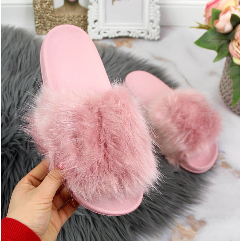 Ženske papuče s krznom svijetloljubičaste Msmg ljubičasta 2