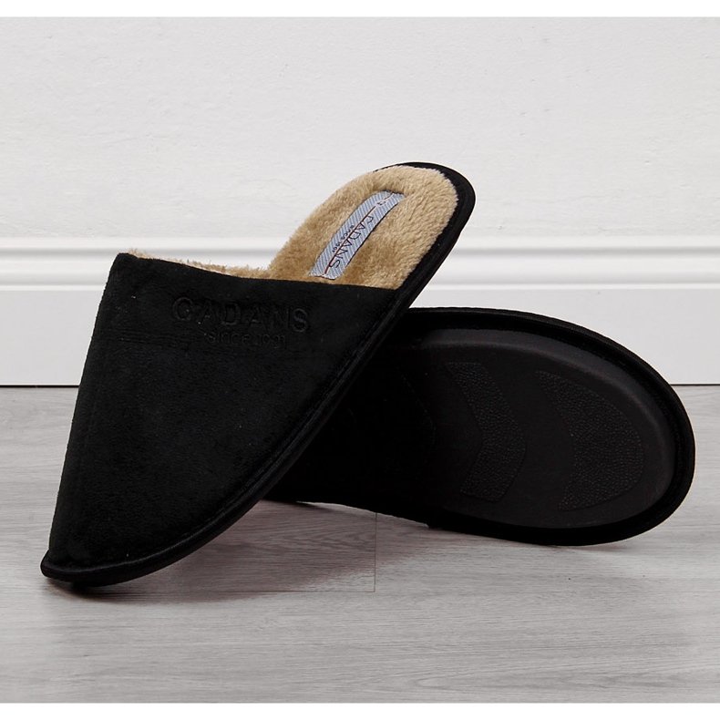 Crne Cadans kućne muške papuče s krznom crno 1