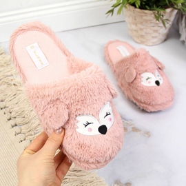 Ženske krznene papuče s ušima roze Cloxx ružičasta 2