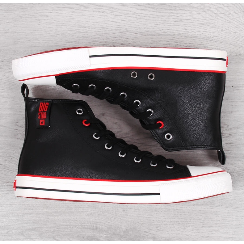 Muške visoke tenisice s crnom eko ​​kožom Big Star JJ174070 crna 2