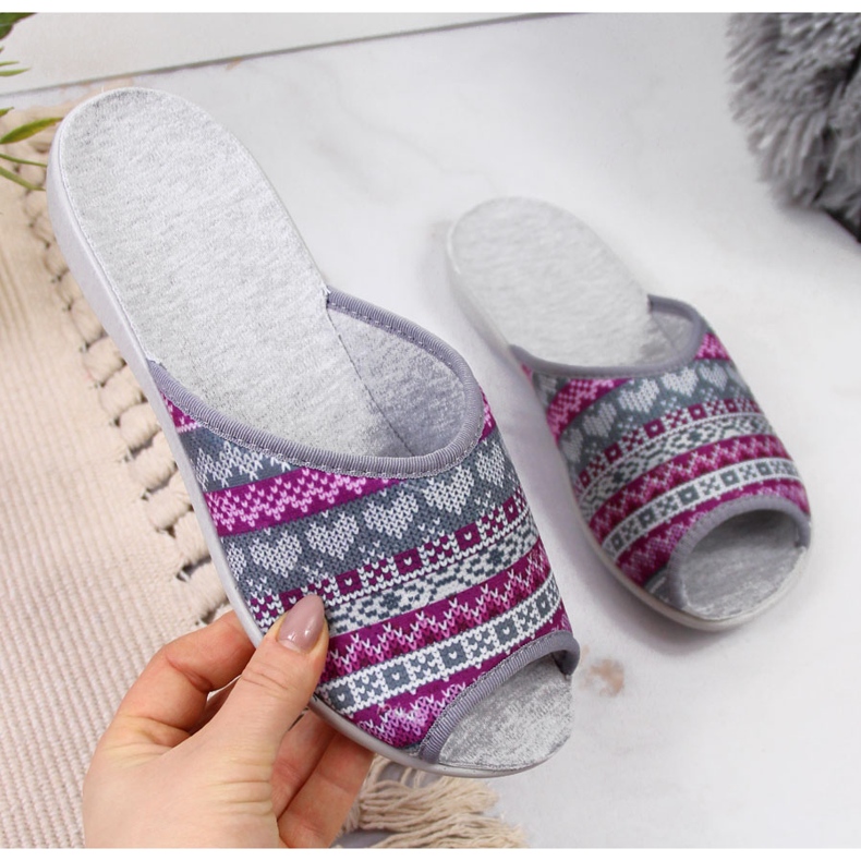 Norveške ženske kućne papuče, ljubičasti uzorak Befado ljubičasta siva 2