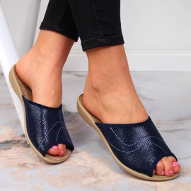 Navy Befado kućne ženske papuče od pluta mornarsko plava 1