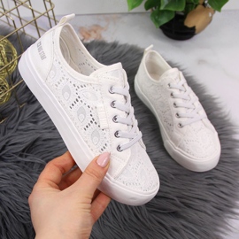 Bijele čipkane tenisice za djevojčice Big Star JJ374012 bijela 2