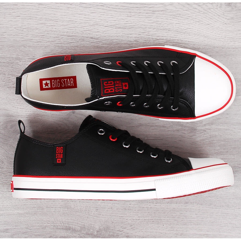 Muške niske crne tenisice od eko kože Big Star JJ174068 crno 2