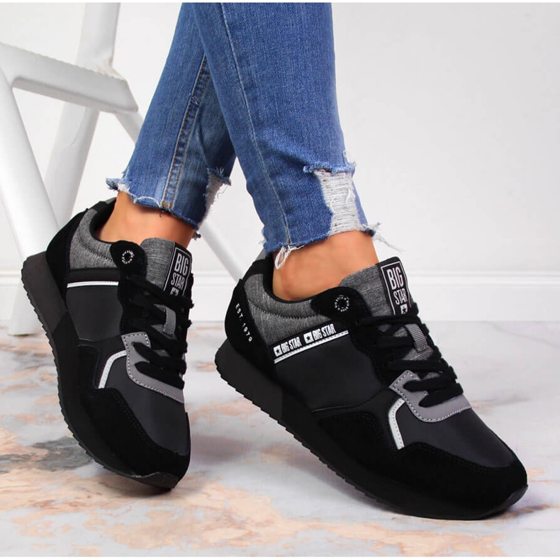 Crne kožne sportske cipele Big Star JJ274284 crno 1