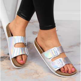 Ženske srebrne papuče s kopčama Big Star HH274895 srebro 1