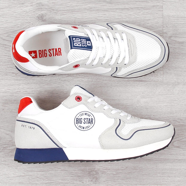 Muške bijele sportske cipele od PU kože Big Star JJ174141 bijela 1