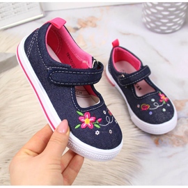 American Club jeans tenisice za djevojčice tamnoplava ružičasta 1