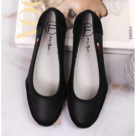 Ženske crne kožne ažurne balerinke Filippo crna 1