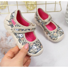 Djevojačke balerinke s čičak bež u befado lisicama 1