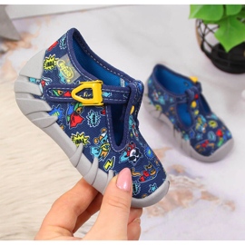 Dječačke papuče za vrtić, tamnoplavi i sivi Befado tamnoplava 1