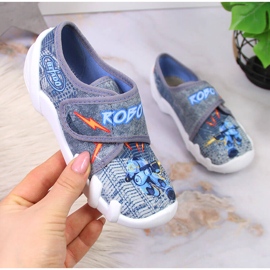 Dječačke papuče za vrtić na sivim Befado čičkom siva 1