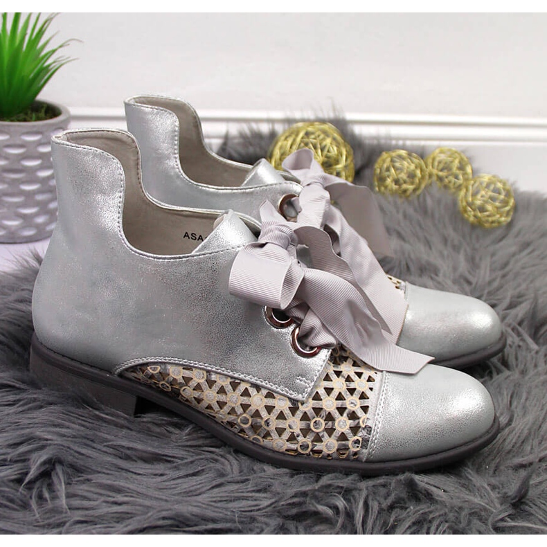 Ženske proljetne srebrne ažurne čizme Jezzi srebro 2