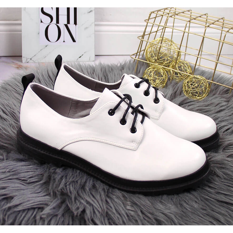 S.Barski Ženske cipele na vezanje, bijele S. Barski bijela 2