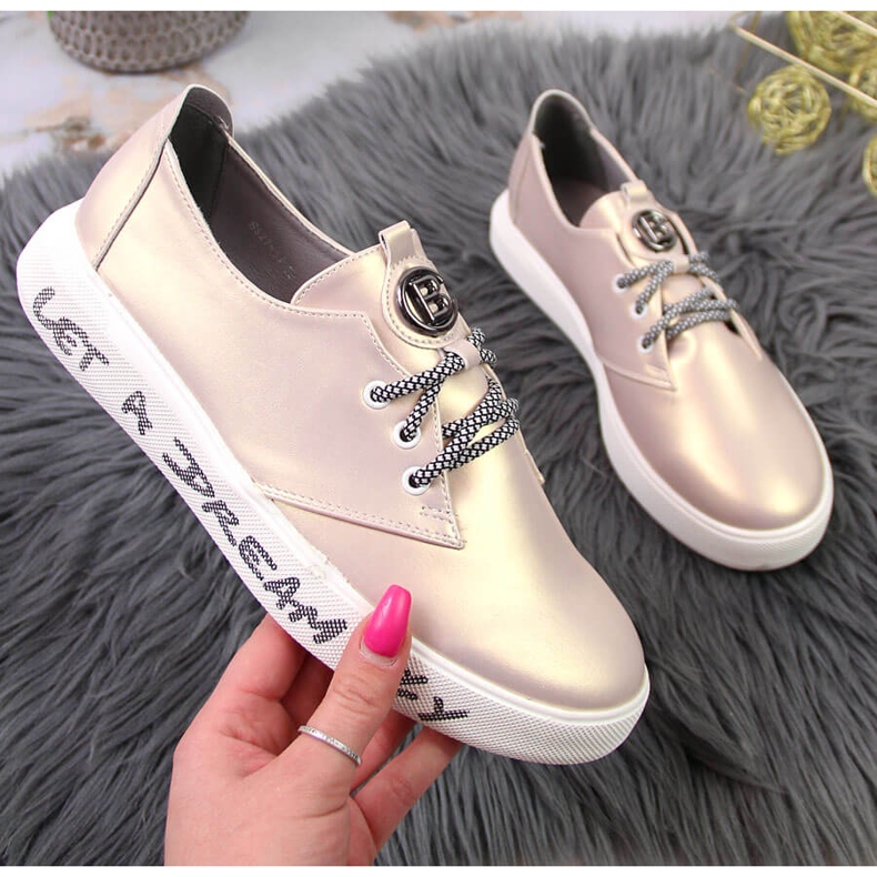 S.Barski Ženski brogovi s biserno ružičastom platformom S. Barski ružičasta 1