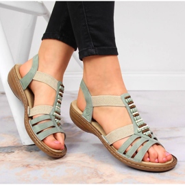 Zelene ženske sandale Rieker 60851-52 s gumicama zelena 1