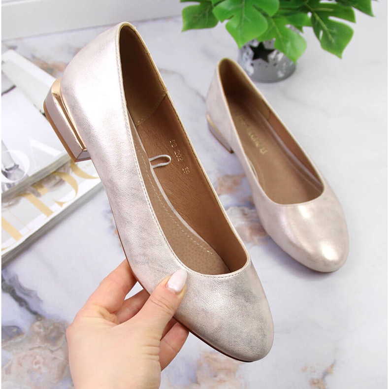 Ženske zlatne balerine na visoku petu Sergio Leone zlatni 1