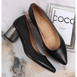 Crne Juma kožne pumpice na ukrasnom stupu crno 1