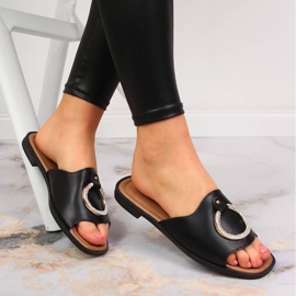 Ženske crne papuče s ukrasom Potocki crna 1