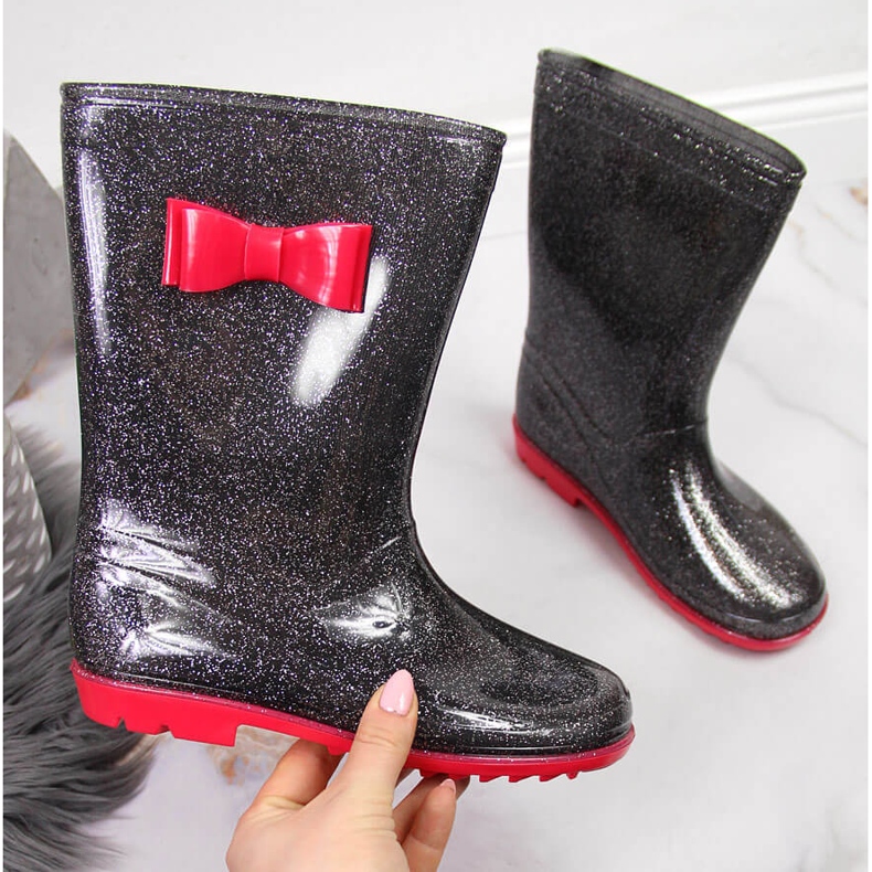 American Club galoše od crnog brokata za djevojčice crna 1