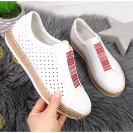 Ženske kožne cipele, slip-on bijele Rieker L7821-80 1