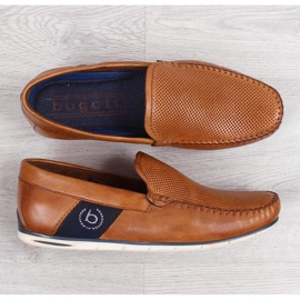 Smeđe kožne muške mokasinke Bugatti JJ153094 smeđa 1