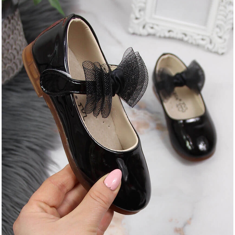 Vinceza Balerinke za djevojčice na čičak i mašnu, crne Vinceze crna 1