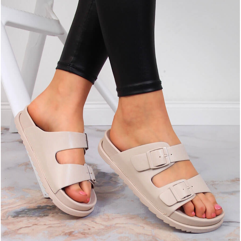 S.Barski Ženske gumene papuče s kopčama bež S. Barski 1