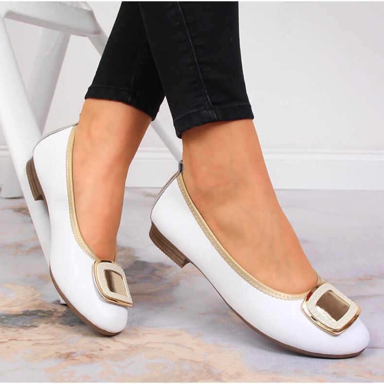 Ženske bijele kožne balerinke Filippo bijela 2