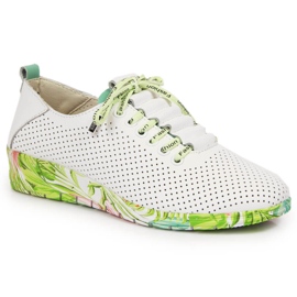 Ženske bijele kožne ažurne cipele na klin Artiker 1