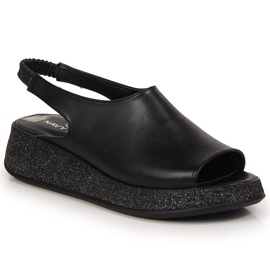 Ženske crne sandale na platformi Navy Dot crno 2