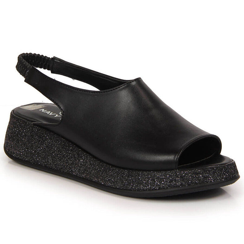 Ženske crne sandale na platformi Navy Dot crno 2