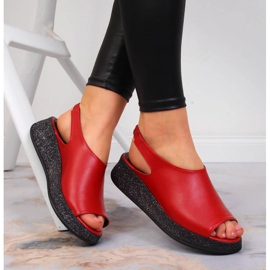 Ženske sandale na crvenoj platformi Navy Dot crvena 1